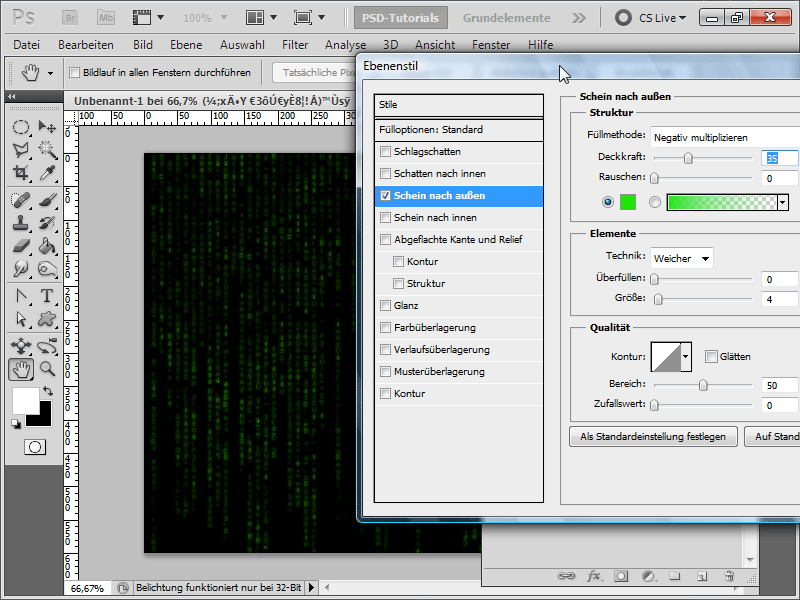 Matrix-effect met animatie