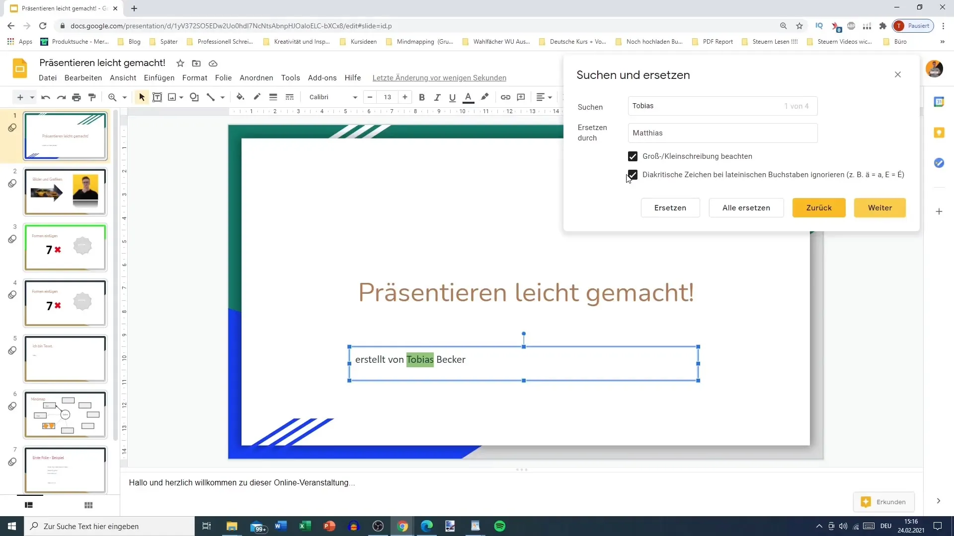 Efficient Searching and Replacing in Google Slides