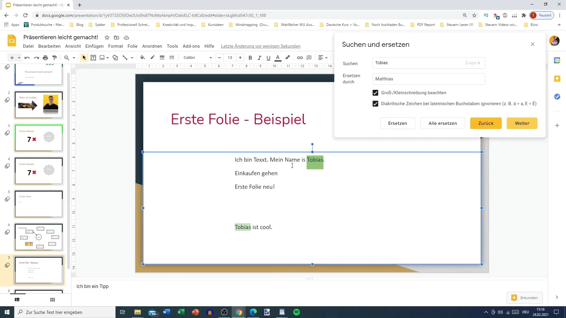 Search and Replace efficiently in Google Slides