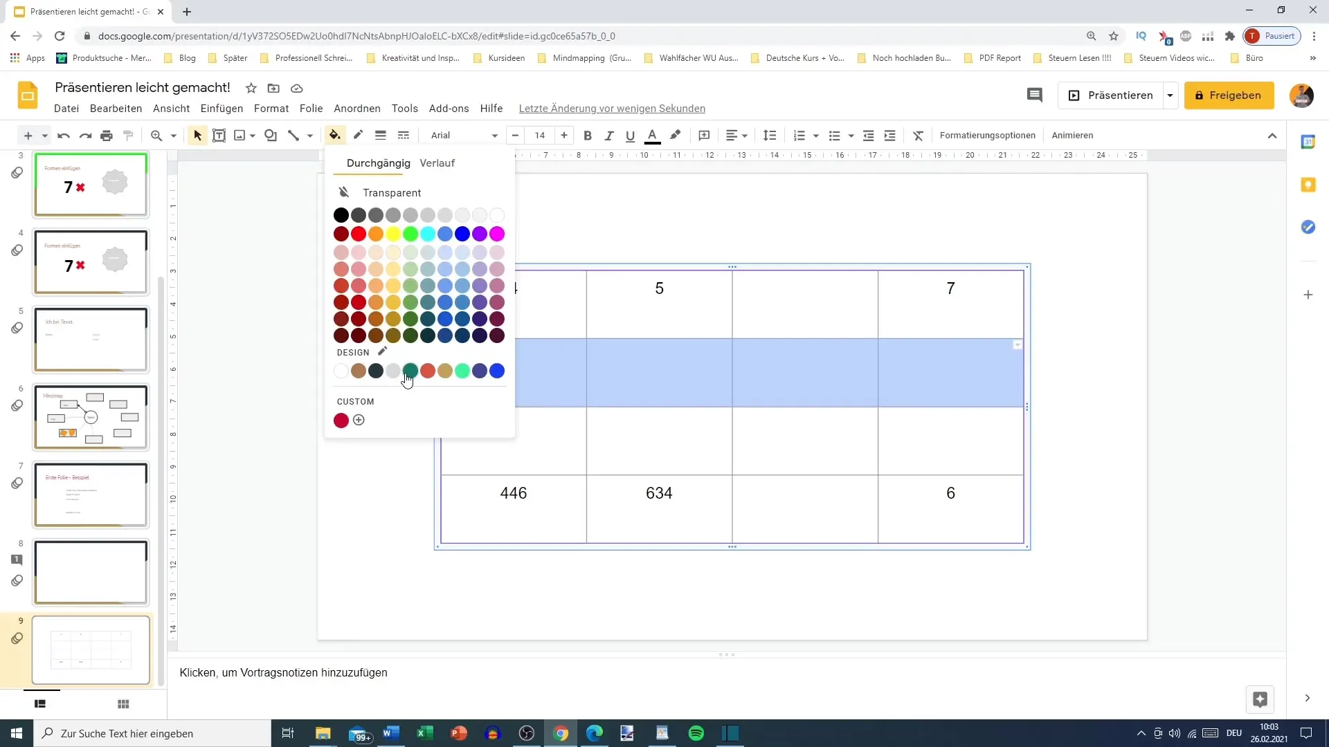 Table design in Google Slides - This is how you effectively format your tables