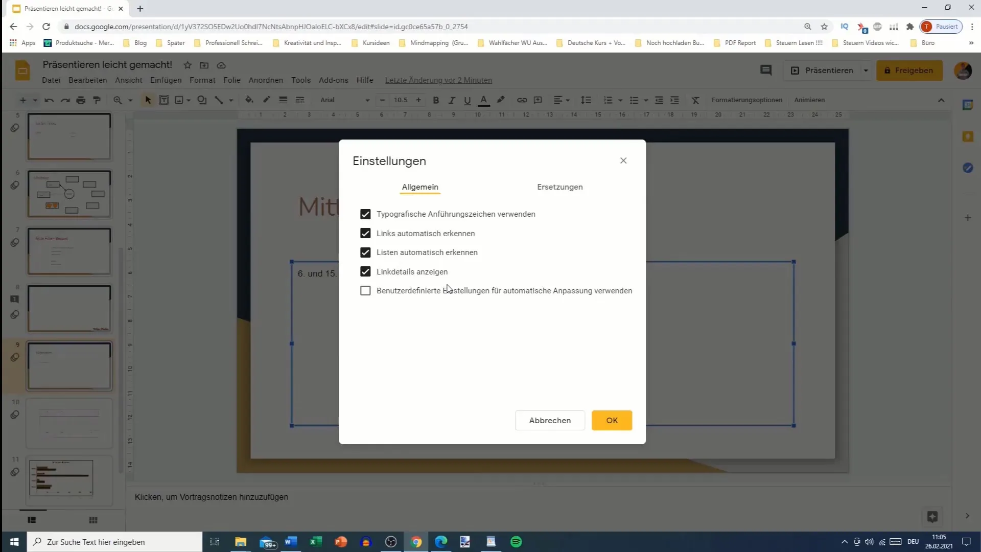 Weiterführende Einstellungen in Google Slides für effizientere Präsentationen