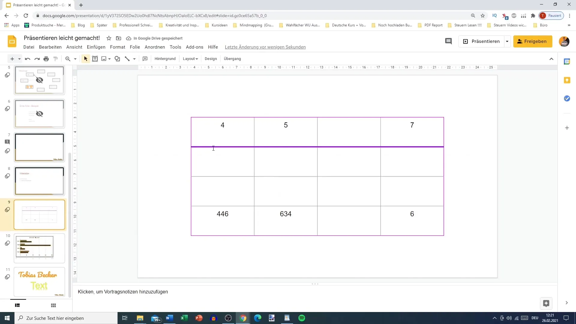 Optimal preparation for Google Slides screen presentations