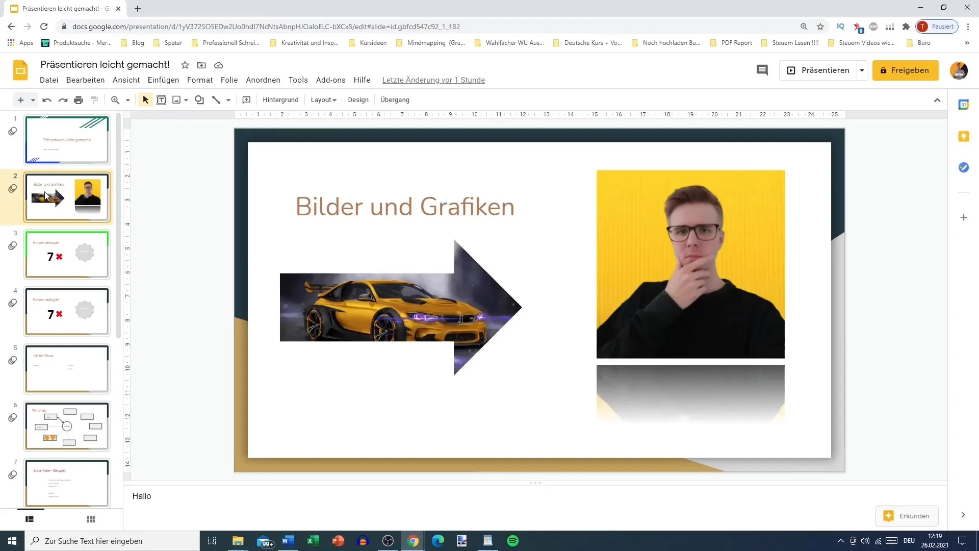 Optimal preparation for Google Slides screen presentations