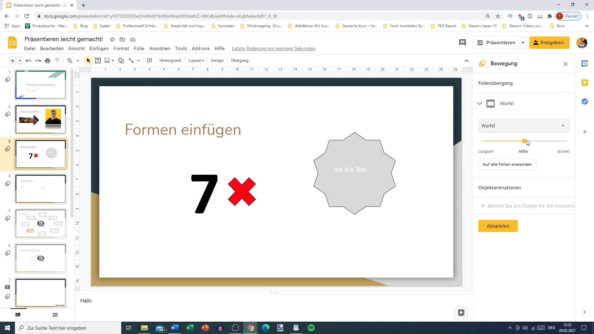 Optimal preparation for Google Slides screen presentations