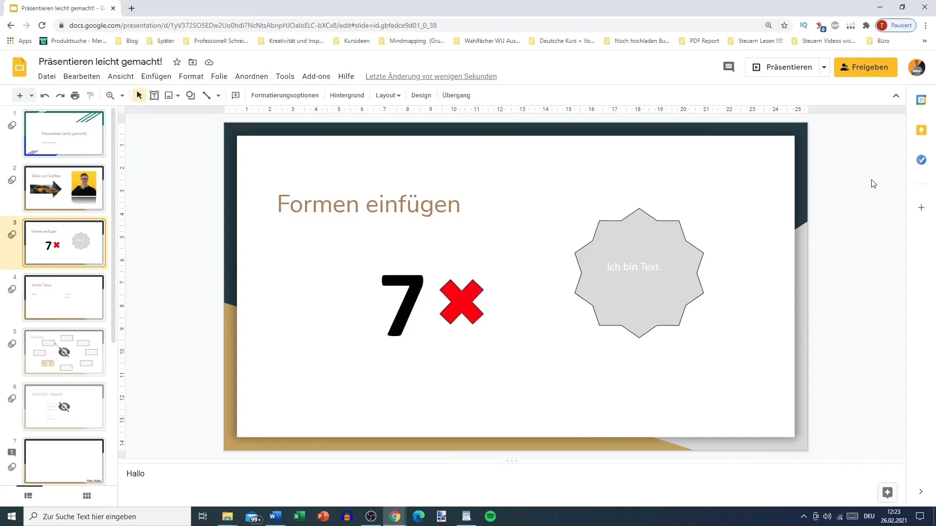 Optimal preparation for Google Slides screen presentations