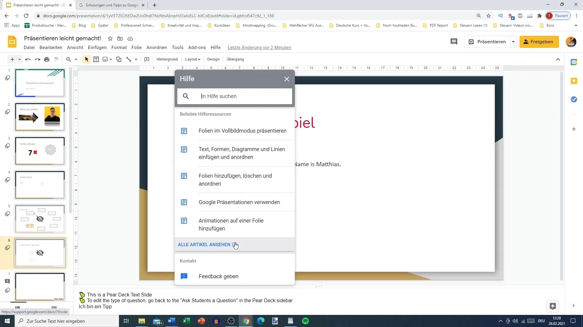 Effectively use the help bar in Google Slides