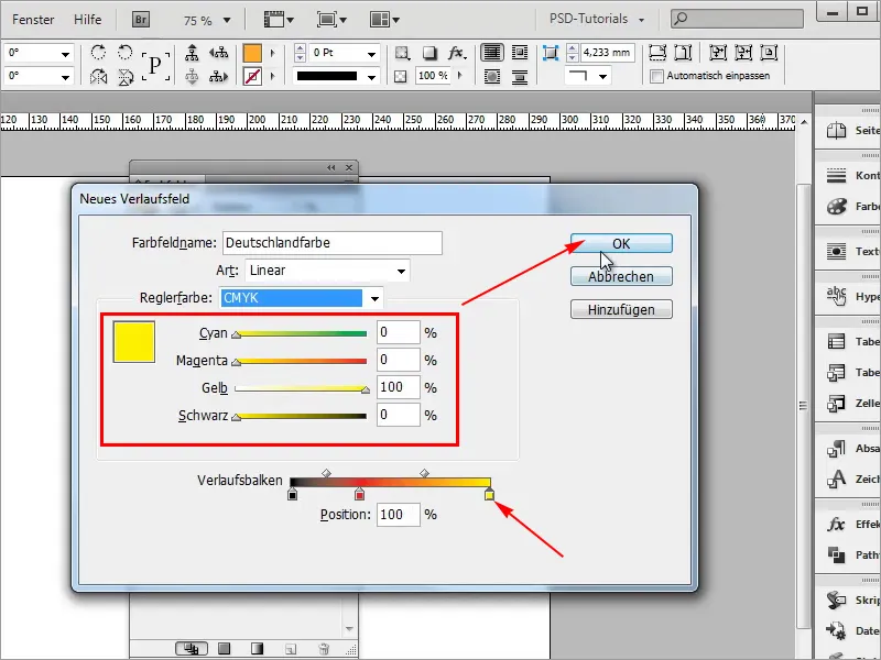 Adobe InDesignのヒント&トリック:グラデーションを使用して作業を大幅に節約する方法(例:ドイツ国旗) Adobe InDesignのヒント&トリック:グラデーションを使用して時間を節約する(例:ドイツの国旗)