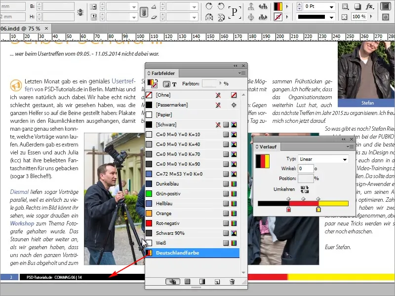 Adobe InDesignのヒント&トリック:グラデーションを使用して作業を効率化する方法(ドイツ国旗の例) Adobe InDesignのヒント&トリック: グラデーションを使用してたくさんの作業を節約する(例: ドイツ国旗)