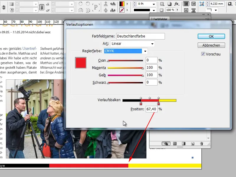 Adobe InDesignのヒント&トリック:グラデーションを使用して多くの作業を節約する(ドイツ国旗の例) Adobe InDesignのヒント&トリック:グラデーションを利用して多くの作業を節約する(例:ドイツの国旗)