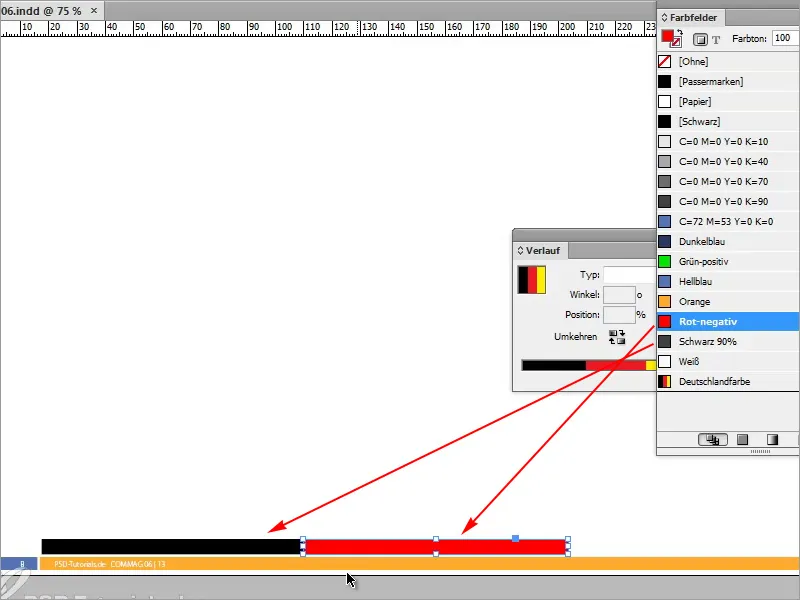 Adobe InDesignのヒント&トリック:グラデーションを使用することで多くの作業を節約できます(例:ドイツ国旗) Adobe InDesignのヒントとトリック:グラデーションを使用して作業を効率化する方法(例:ドイツ国旗)