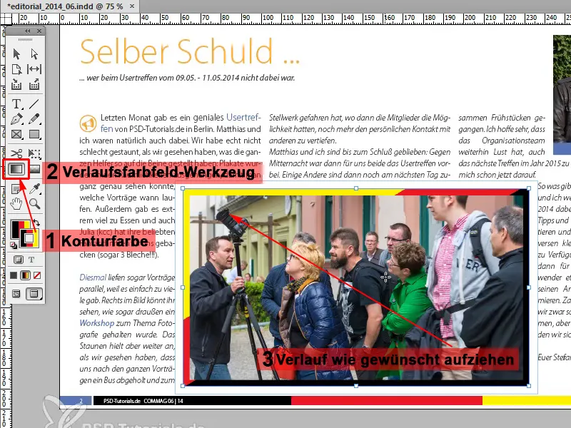 Adobe InDesignのヒント&トリック:グラデーションを使用して作業を大幅に節約する(例:ドイツの旗) Adobe InDesignのヒント&トリック:グラデーションを使用して作業を効率化する(例:ドイツの国旗)