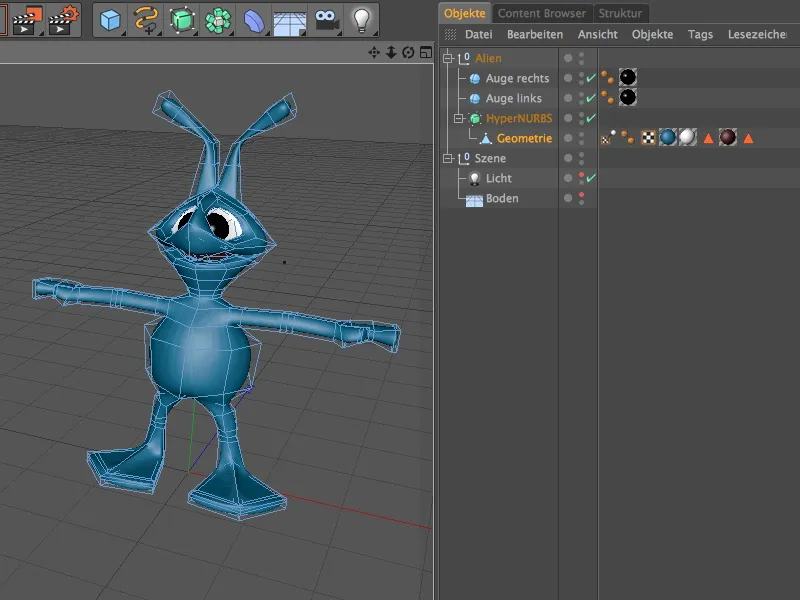 Novidade no lançamento 13 - Rigging de um alienígena com um modelo de personagem