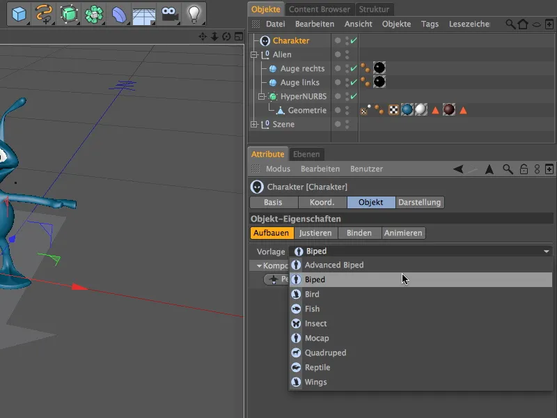 New in Release 13 - Rigging an alien with a character template