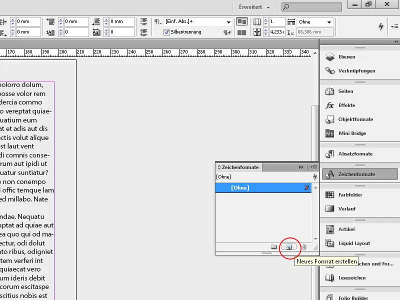 Zeichen- und Zeilenformate in InDesign