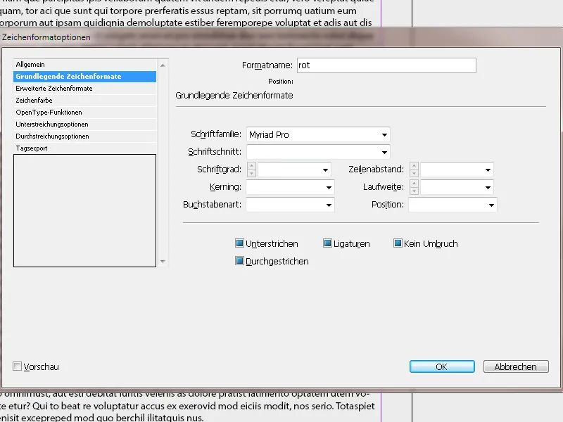 Zeichen- und Zeilenformate in InDesign