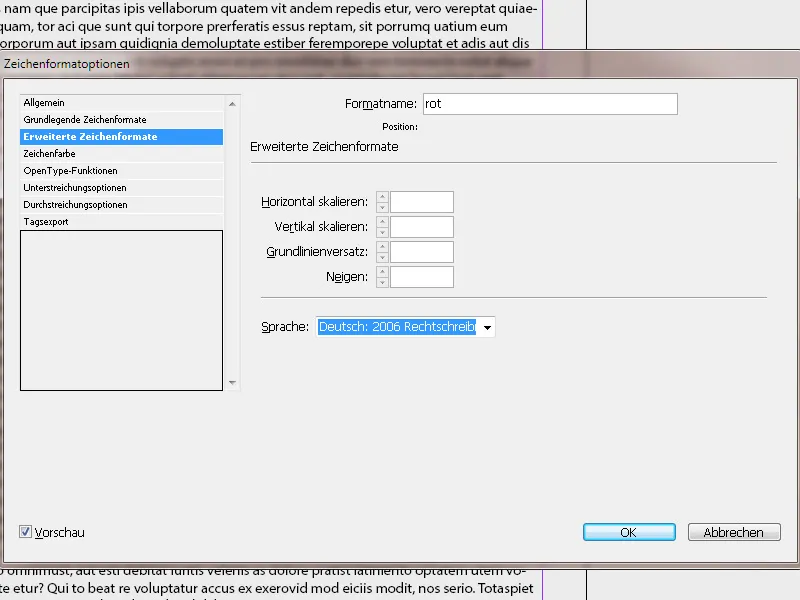 Zeichen- und Zeilenformate in InDesign