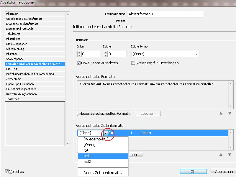 Zeichen- und Zeilenformate in InDesign