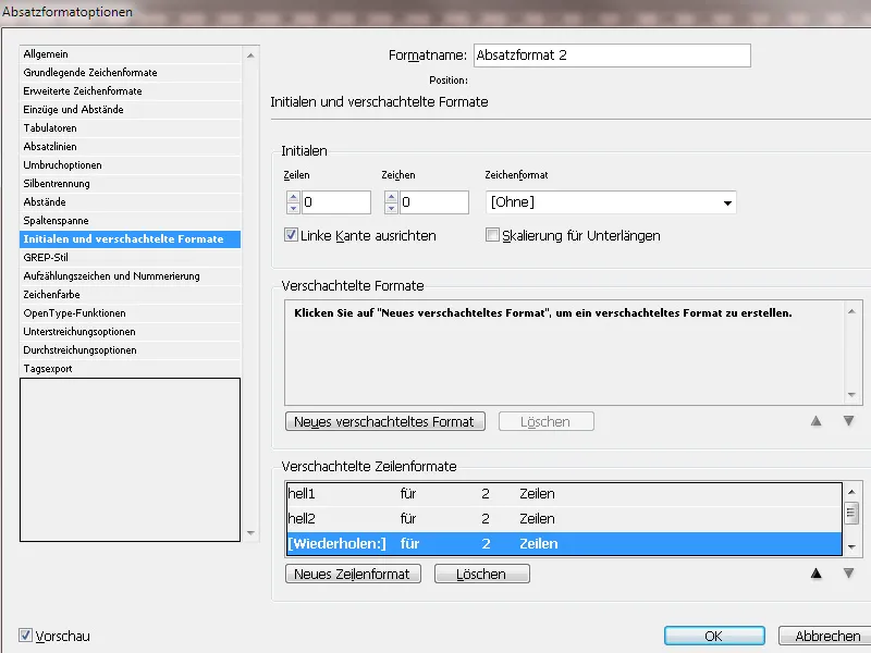 Zeichen- und Zeilenformate in InDesign