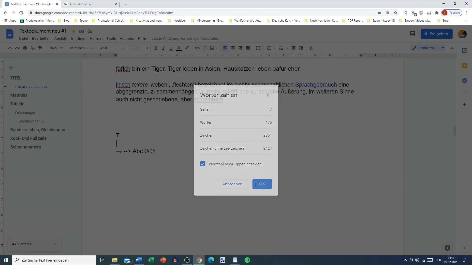 Penghitung kata di Google Docs untuk bekerja secara tepat