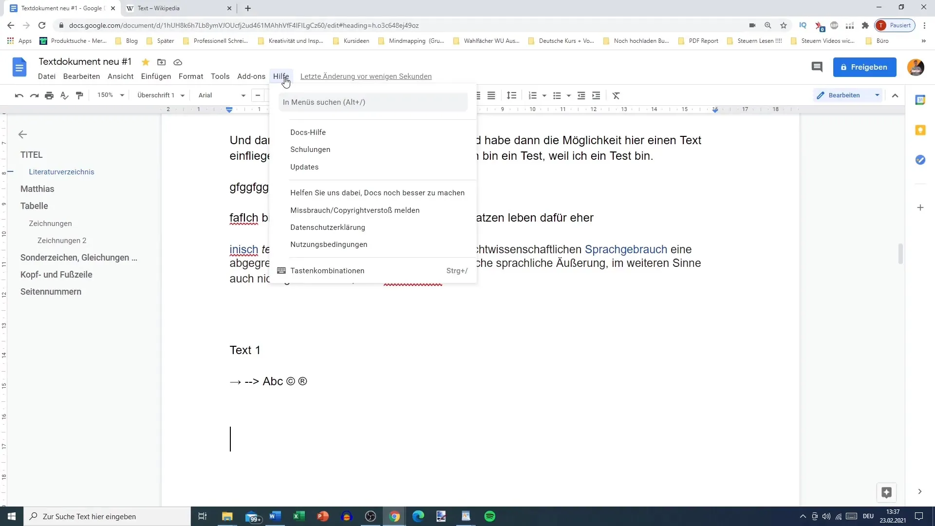 Penggunaan efisien menu bantuan di Google Docs