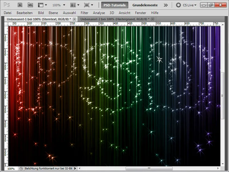 Riscas com estrelas brilhantes + texto com brilho de estrela