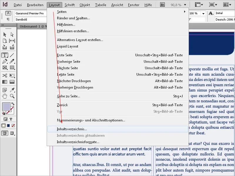 Lage et innholdsregister i InDesign