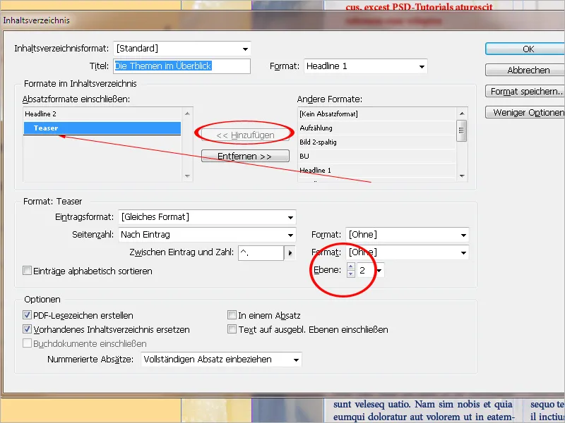 Ein Inhaltsverzeichnis erstellen in InDesign