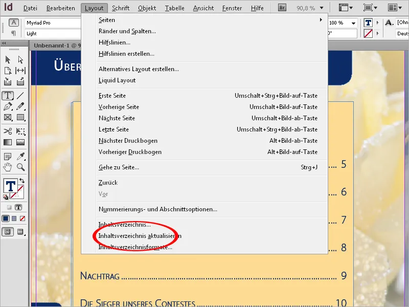 Ein Inhaltsverzeichnis erstellen in InDesign