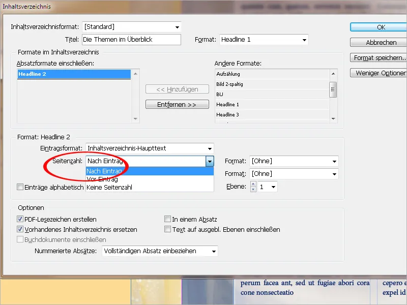 Ein Inhaltsverzeichnis erstellen in InDesign
