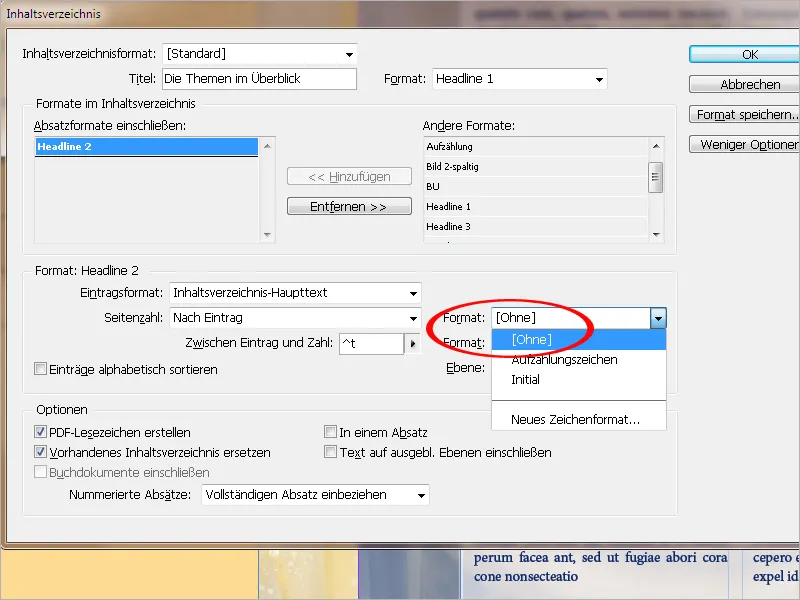 Ein Inhaltsverzeichnis erstellen in InDesign