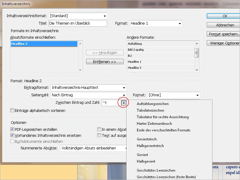 Ein Inhaltsverzeichnis erstellen in InDesign