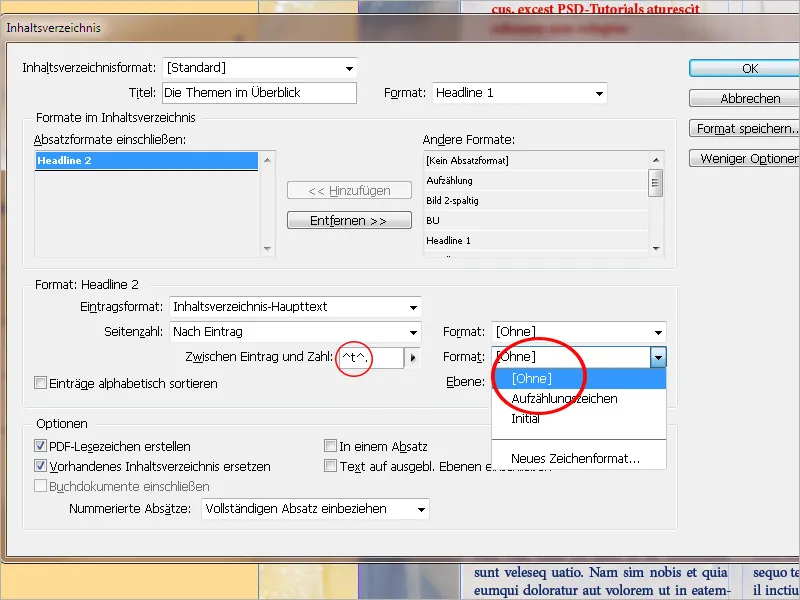 Ein Inhaltsverzeichnis erstellen in InDesign