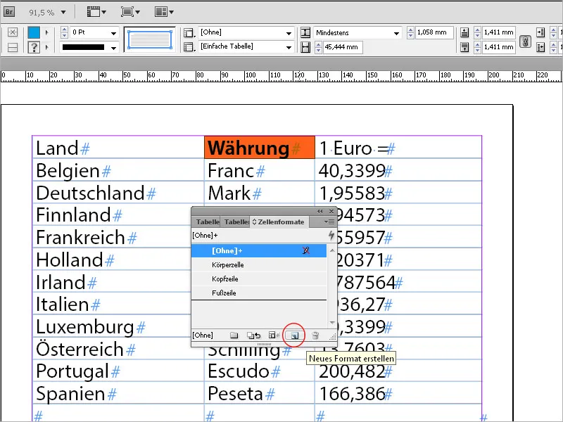 Tabulatoren und Tabellen in InDesign