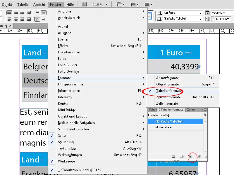 Tabulatoren und Tabellen in InDesign