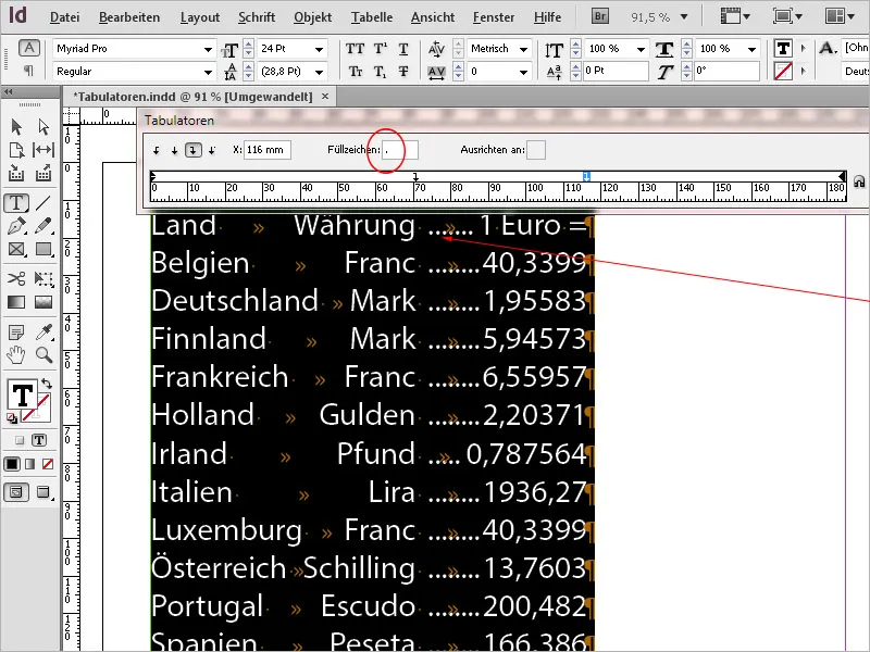 Tabulatoren und Tabellen in InDesign