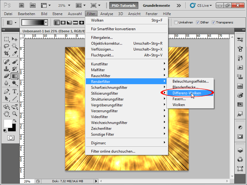 Explosion mit Feuer und Strahlen