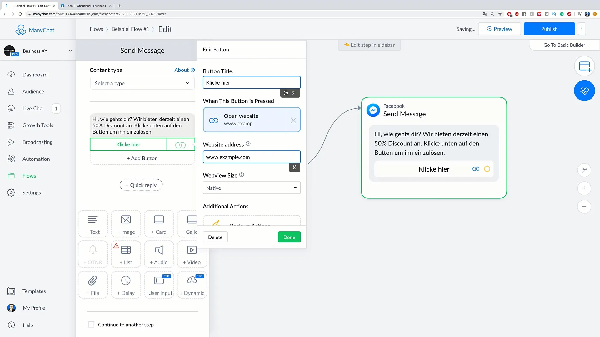 Setting up a flow in ManyChat - Step-by-step guide