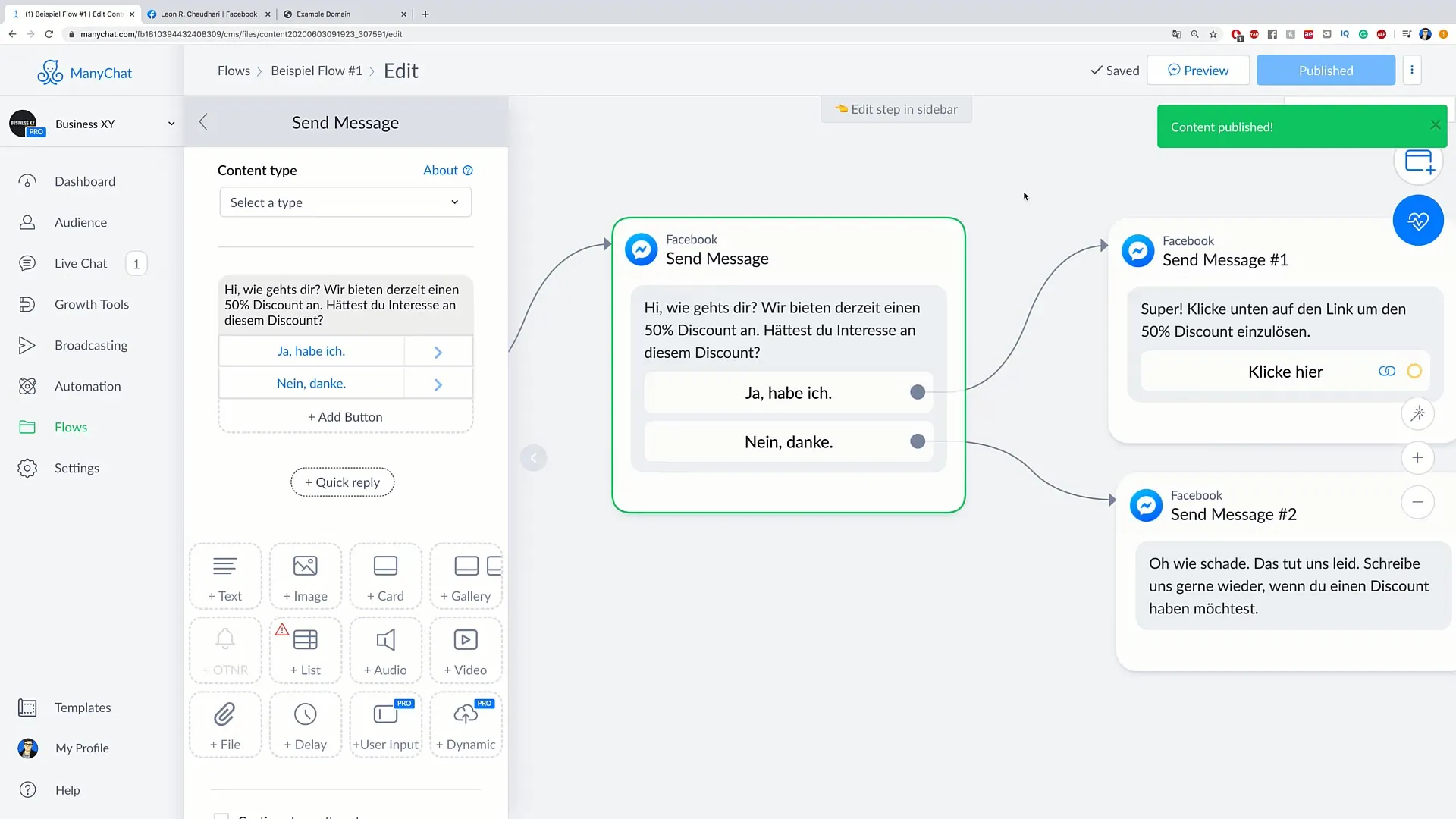 Création d'un flow sur ManyChat - Guide étape par étape