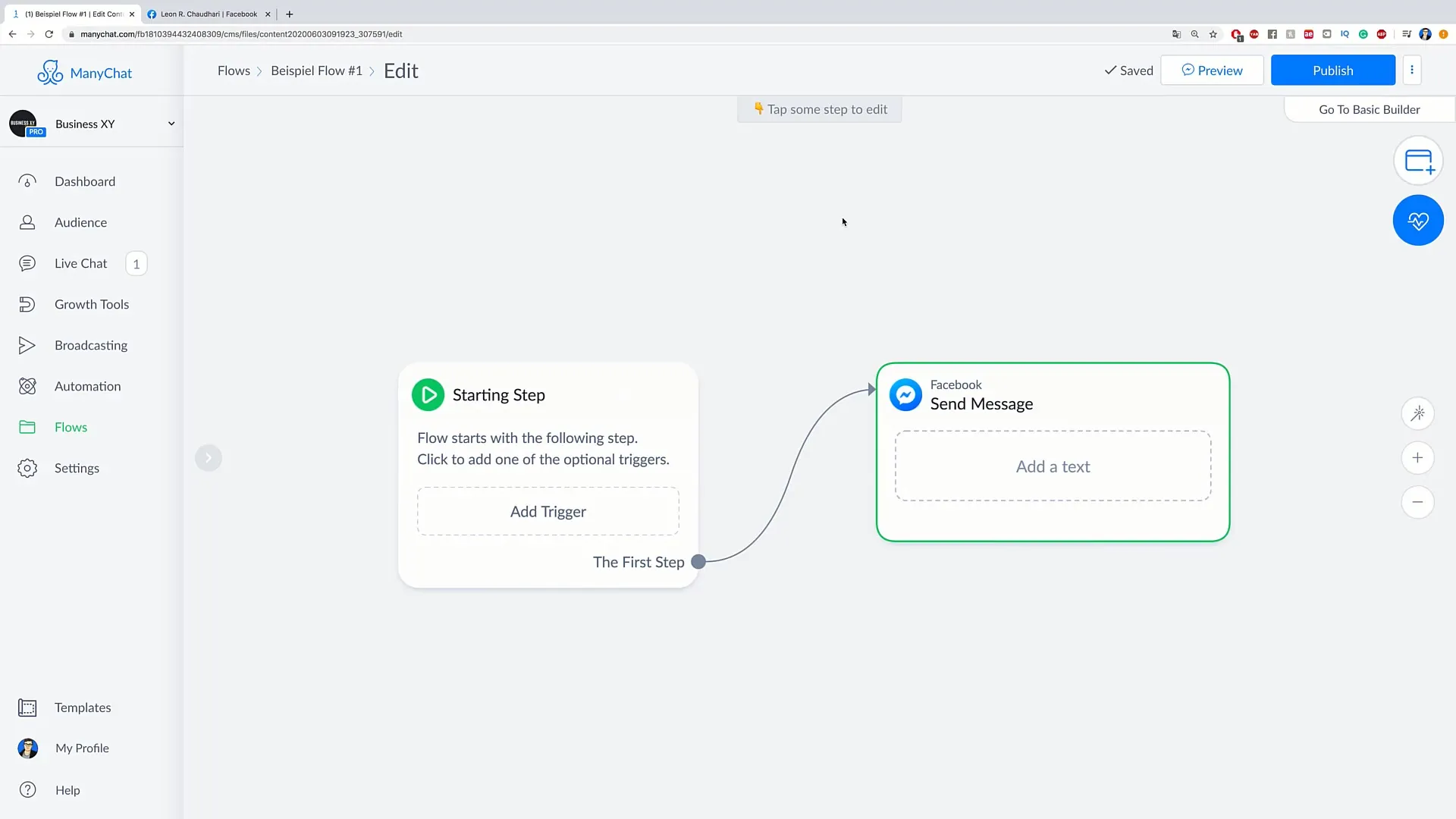 Creating a flow in ManyChat - Step-by-step guide