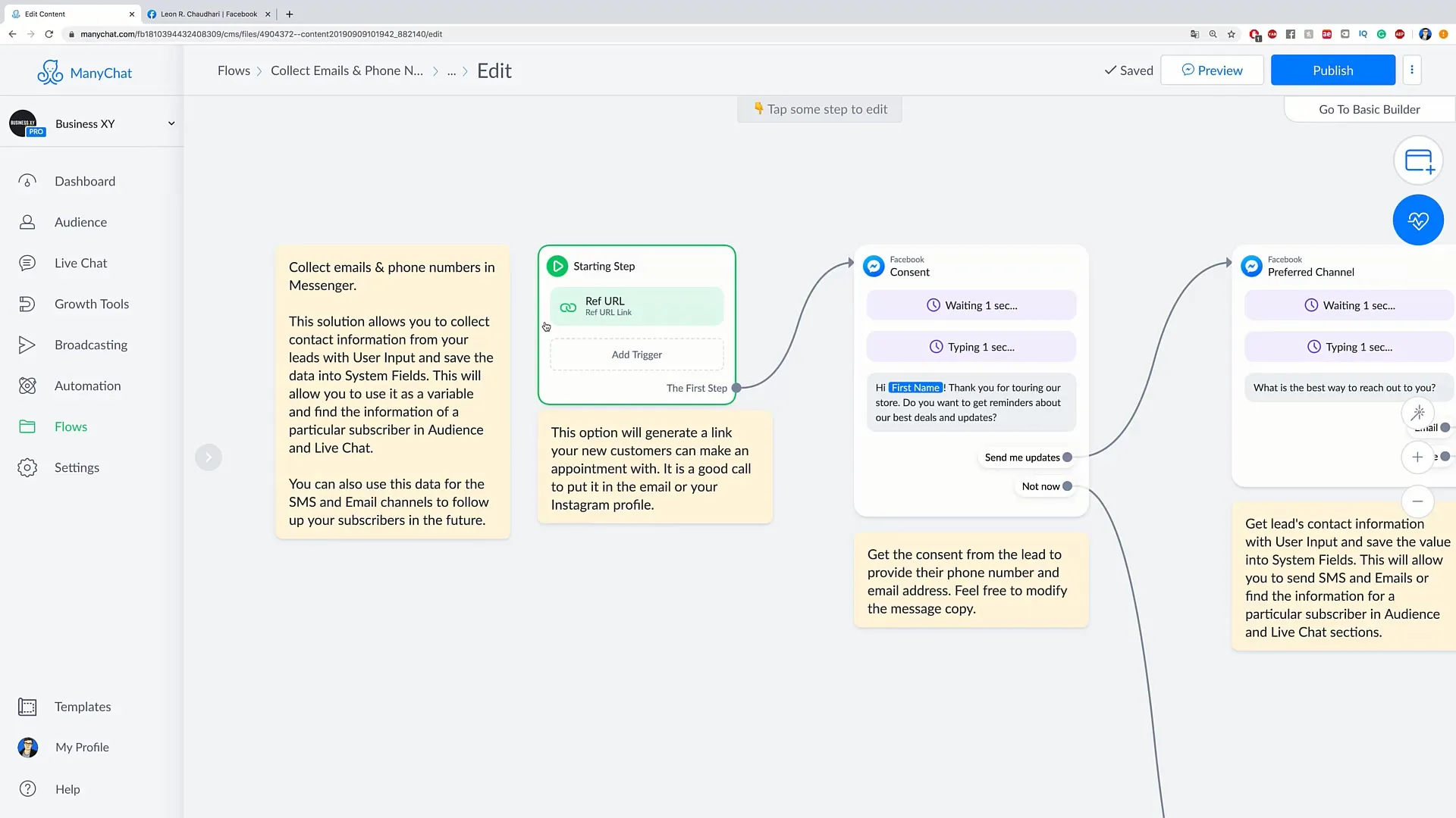 Acquisition cliente efficace avec ManyChat