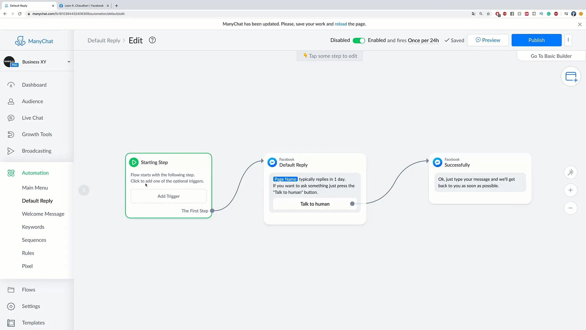 Create default response and increase phone calls