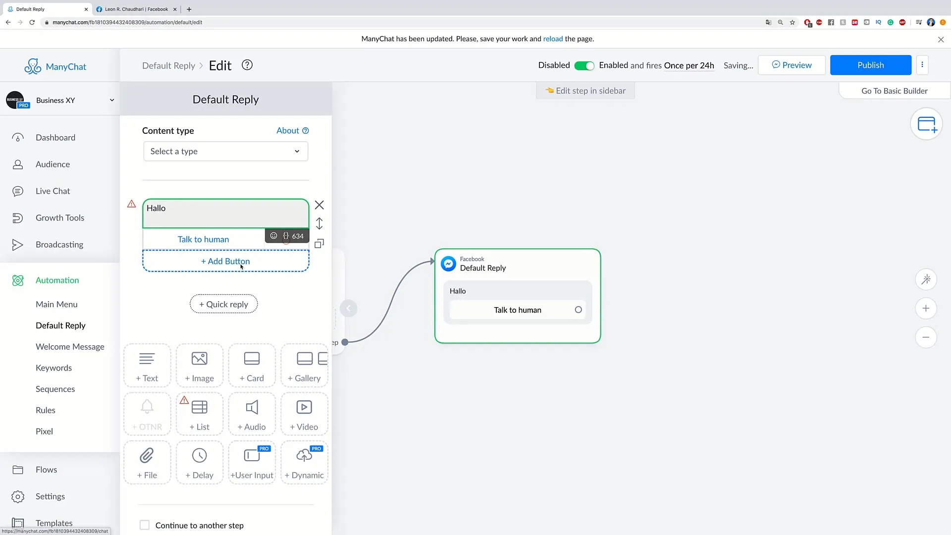 Create default reply and increase phone calls