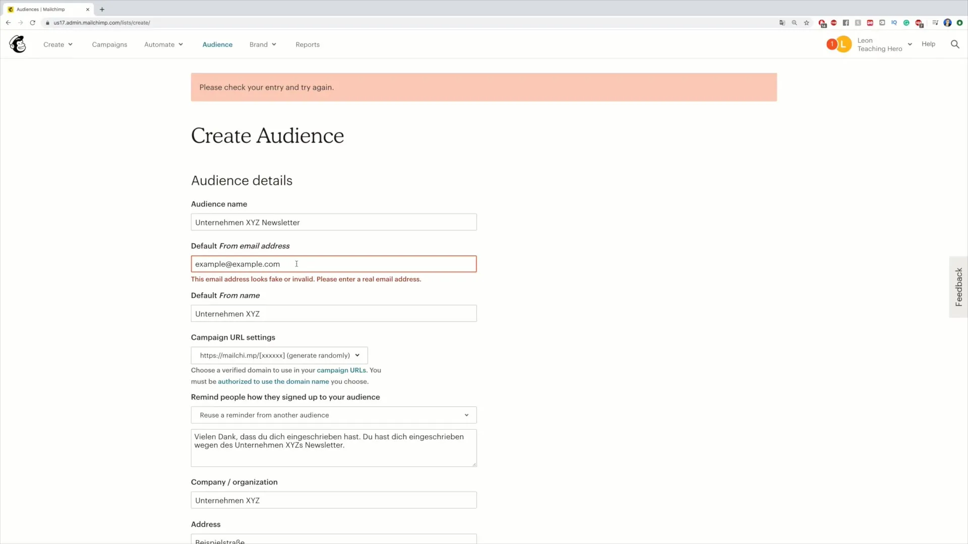 Creating an Audience in Mailchimp - Step-by-Step Guide