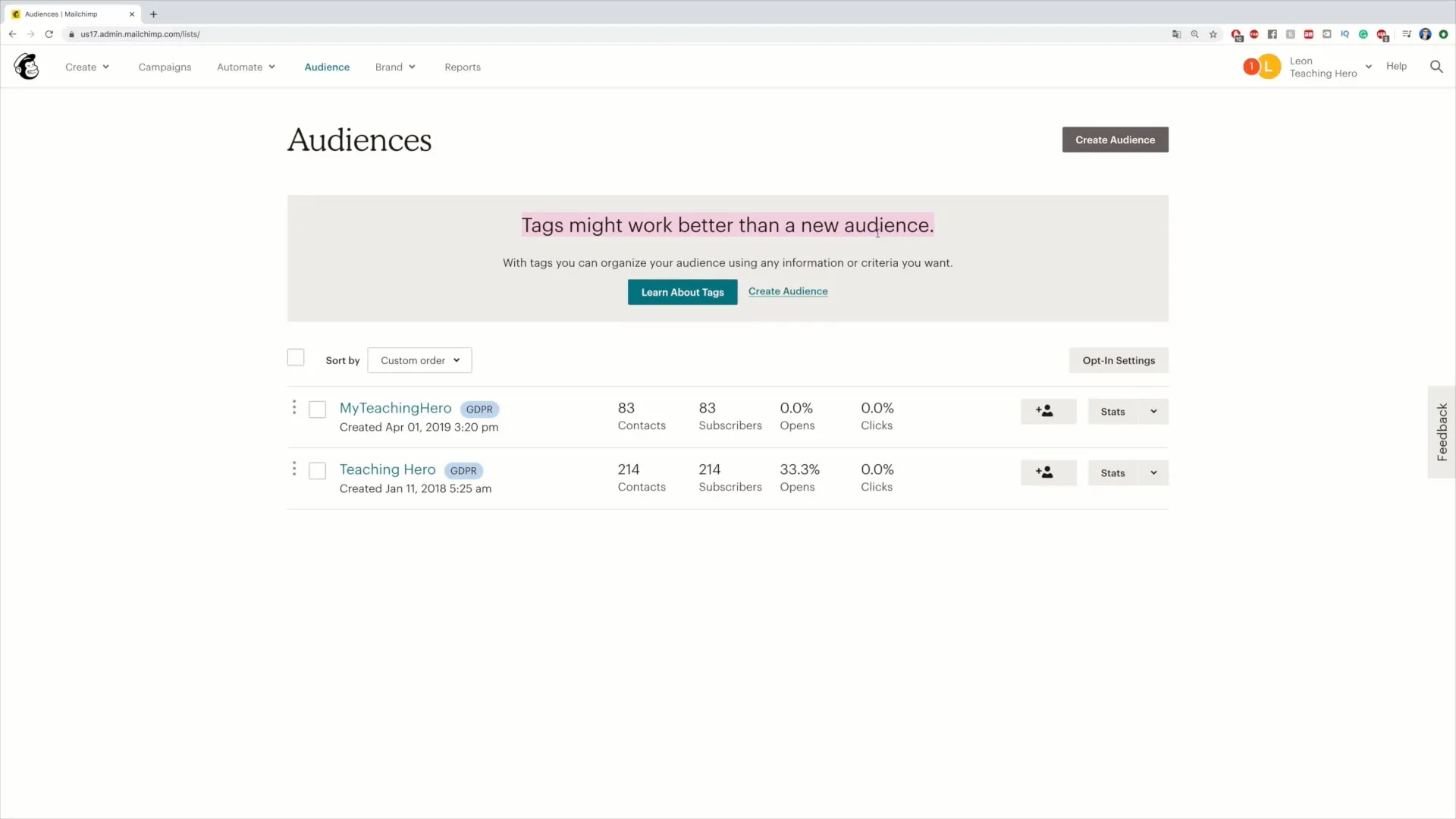 Creating an audience in Mailchimp - step-by-step guide