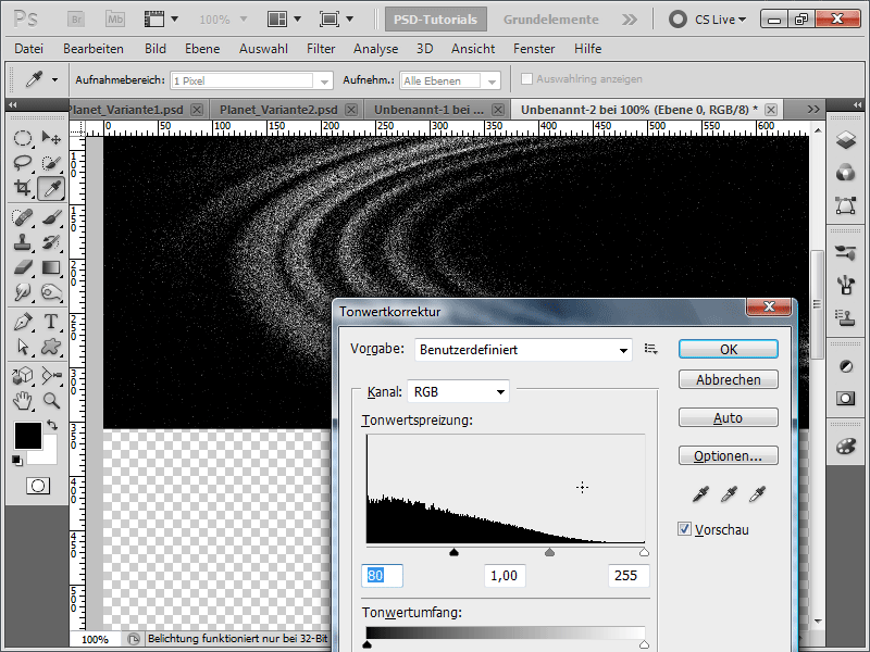 Skapa fyra olika planeter inkl. asteroidbälte + explosion