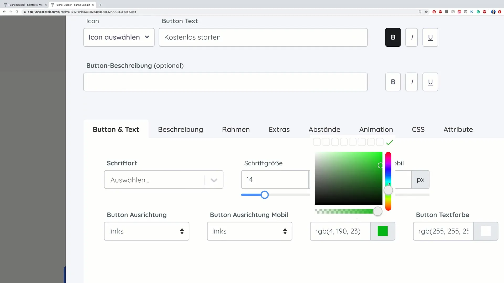 Button colors for optimal conversion rate