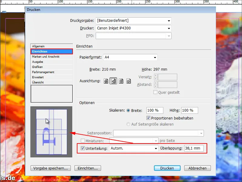 Tipy a triky k programu Adobe InDesign: Tisk formátu DIN A3 až DIN A0 na více listech formátu DIN A4.