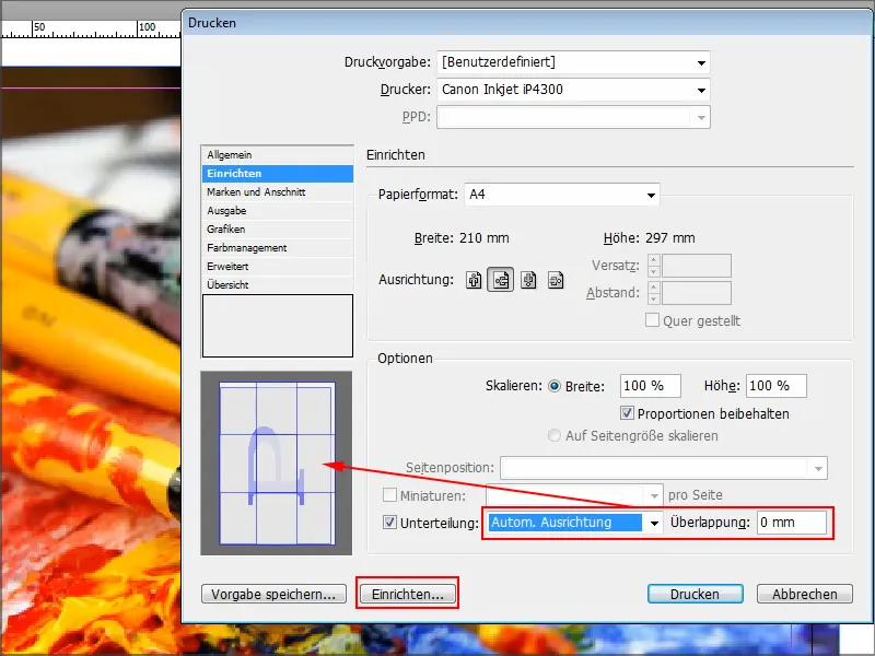 Tipy a triky k programu Adobe InDesign: Tisk formátů DIN A3 až DIN A0 na více listech formátu DIN A4.