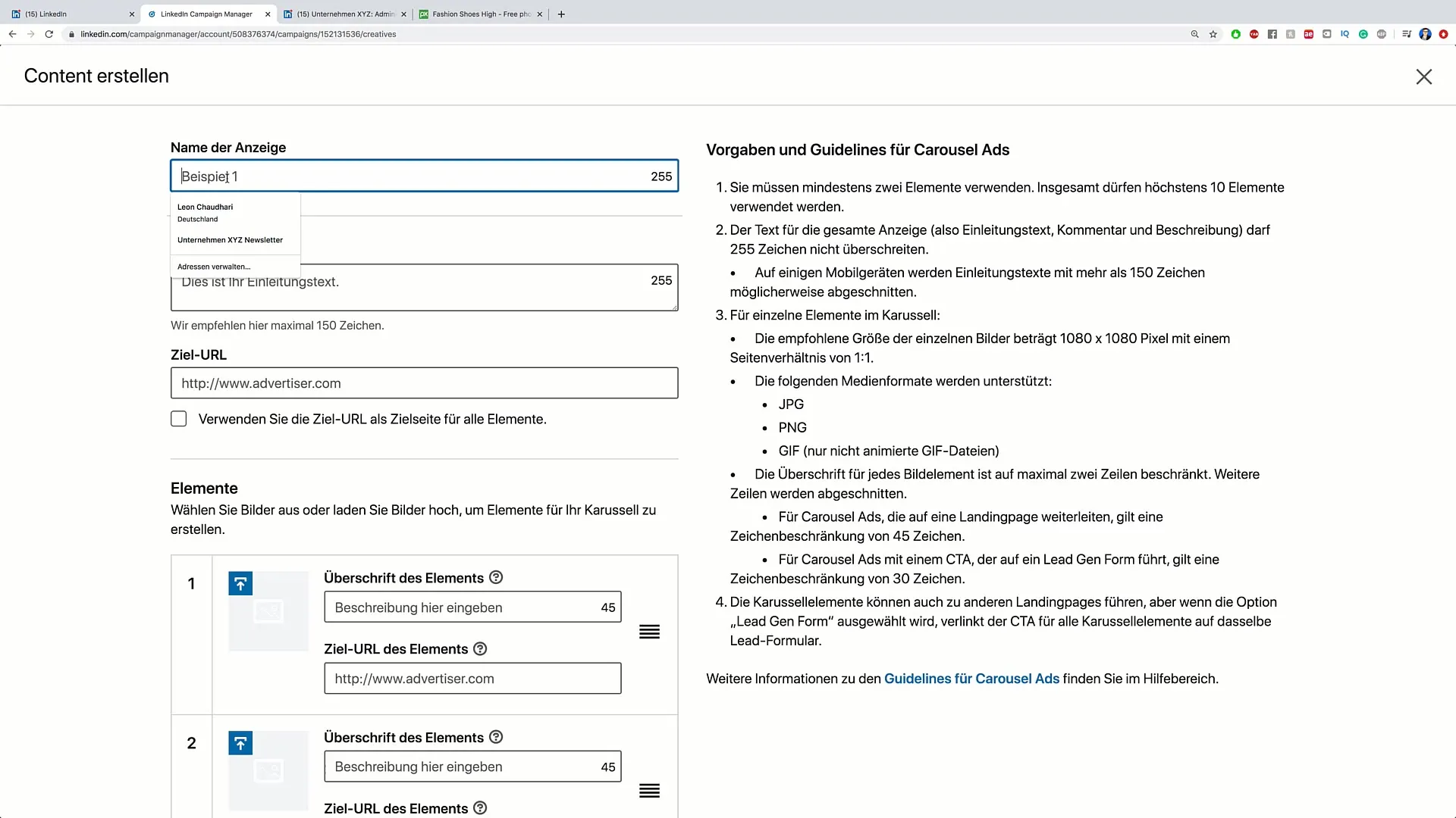 Carrouseladvertenties op LinkedIn succesvol creëren. 