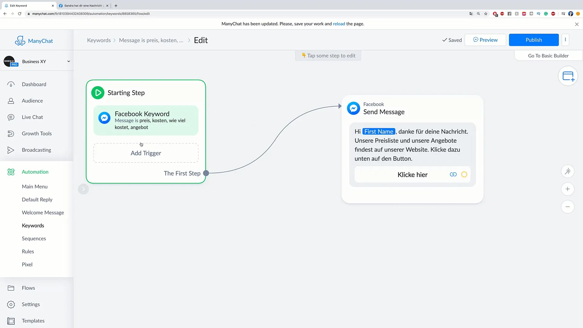 Successful customer acquisition through targeted keyword usage